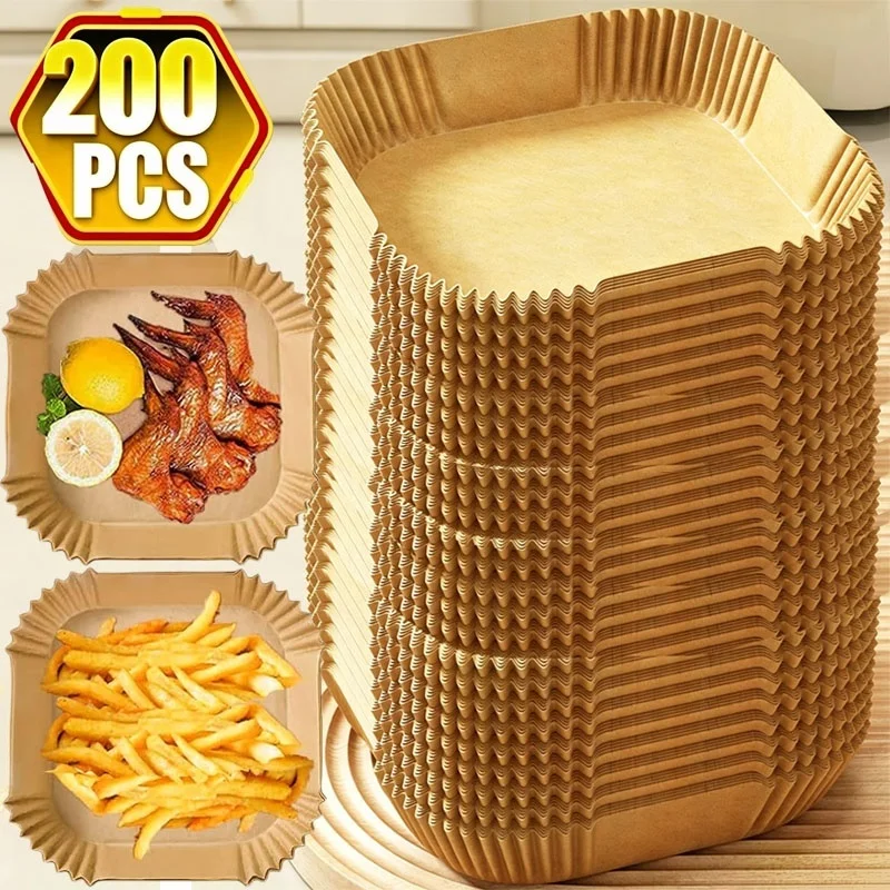 Disposable Air Fryer Paper Non-Stick Kitchen Baking Airfryer Mat Oilproof Micro-wave Barbecue Pad Baking Paper Liner
