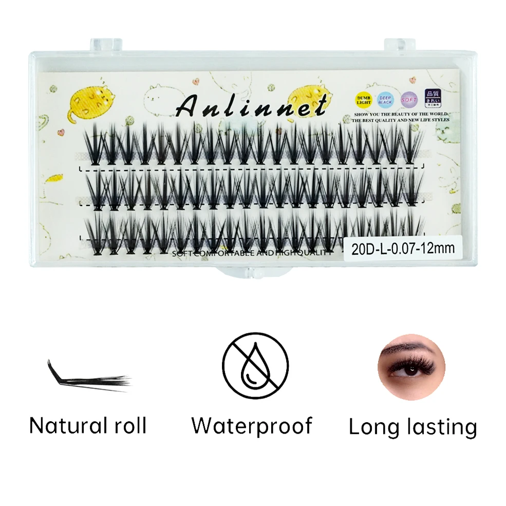 10d/20d/30d l-tipo cluster extensão de cílios 3d natural russo individual cílios cachos 1 caixa/60 pacote ferramenta de maquiagem cílios