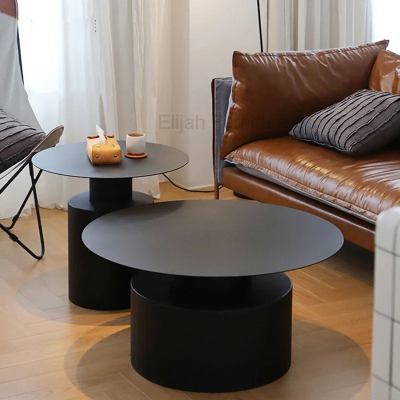 Black Center Coffee Table Modern Round Decor Living Room Console Dressing Coffee Table Small Space Nordic Minimalist Furniture