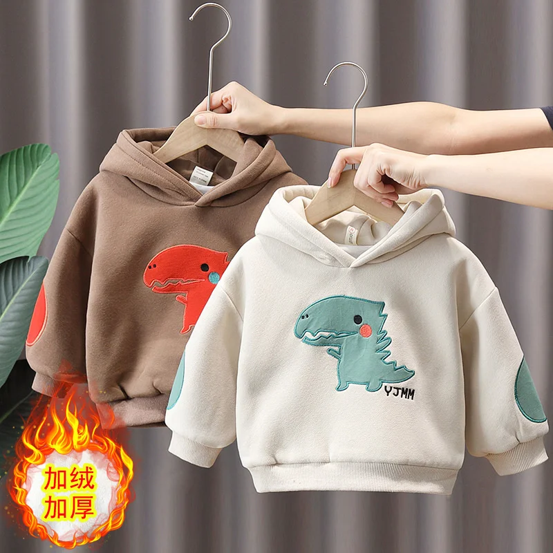 

Boys Hoodies Sweatshirts Cotton Thicken Velvet 2022 Newest Warm Winter Autumn Sport Kids Children's Clothing