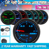 Universal 2'' 52mm Car Turbo Boost Gauge Vacuum Pressure Meter -1~2 Bar 12V Auto Mechanical Boost Meter 7 LED Colors Display