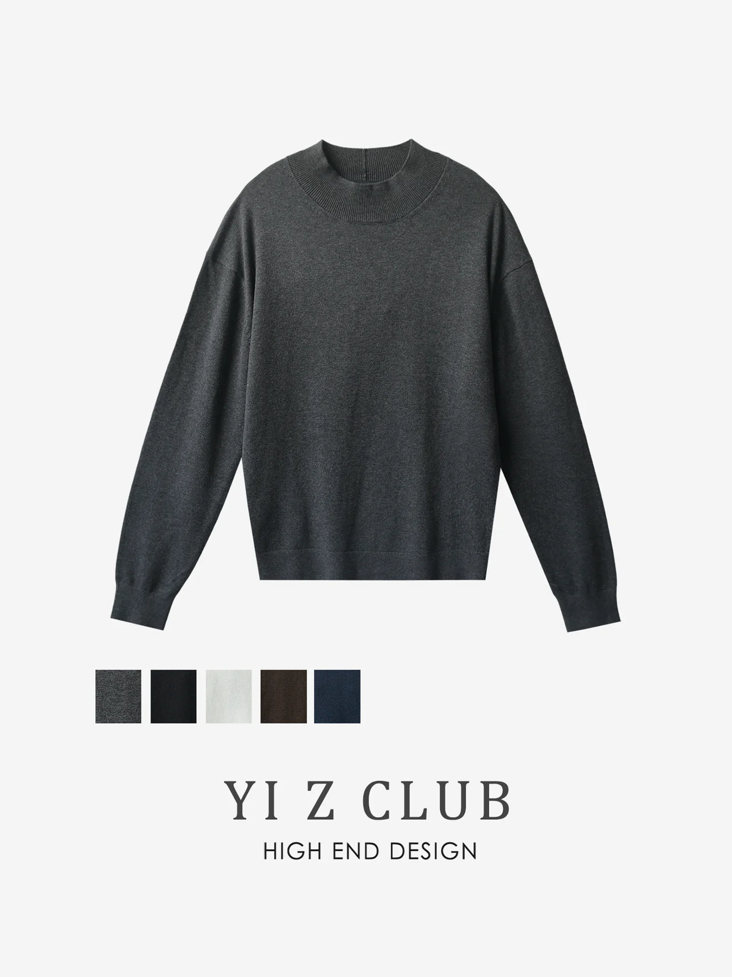   Z CLUB-suéter de punto largo para hombre, cuello alto, elástico, transpirable, combina con todo, mezcla de algodón suave para otoño e invierno