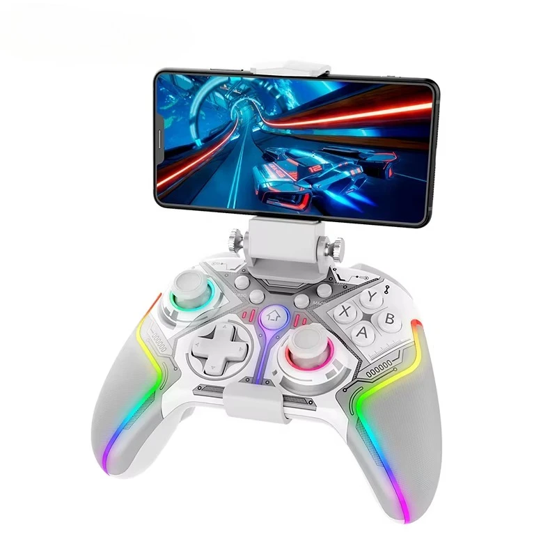 Controlador de juegos inalámbrico de PG-9666 con iluminación RGB, mando de diseño ergonómico para Android/iOS/tableta/PC/NS/P3/P4