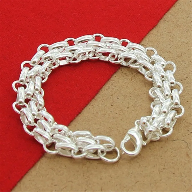 

925 Sterling Silver Lnterlocking Circle Bracelet For Women Fashion Charm Wedding Engagement Party Jewelry