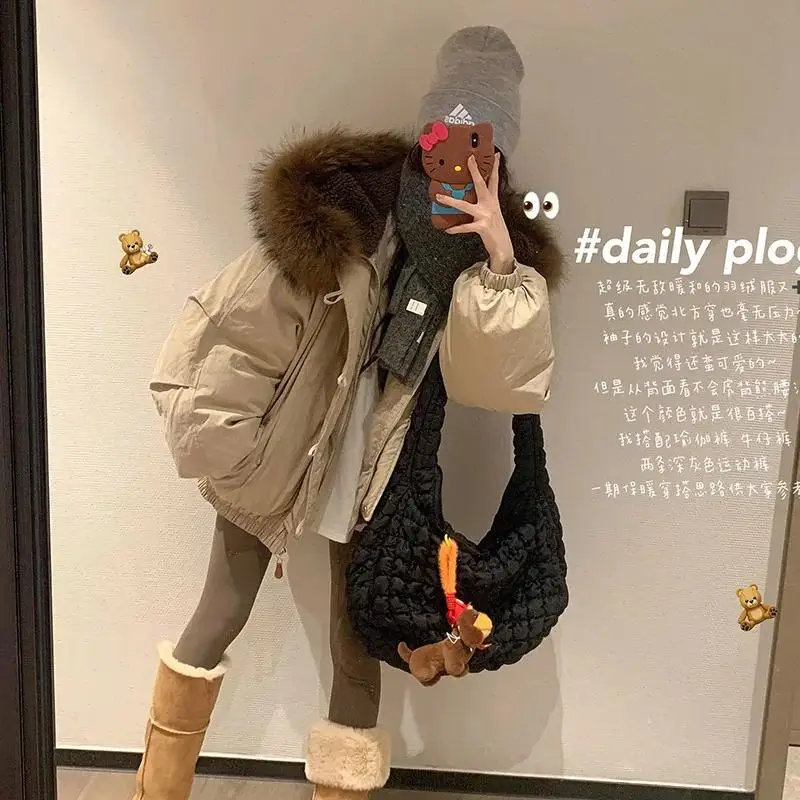 Women Vintage Parkas Buttons Spliced s Hoodies Loose Zipper Long Sleeve Coats Warm Thick Fur Collar Winter 2025