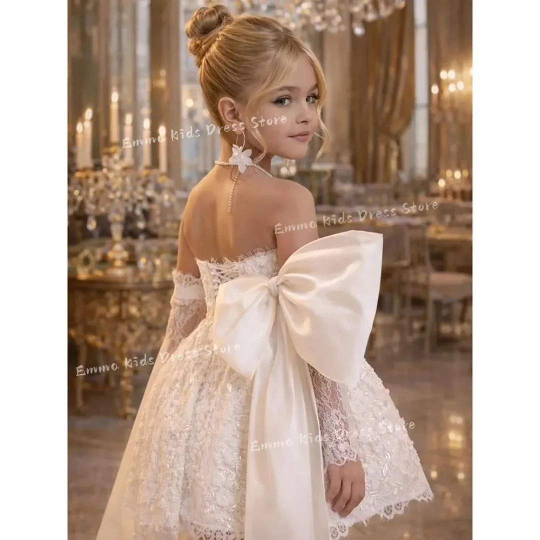 Customized Wedding Birthday  Custom Flower Girl Dress White Tulle Wedding Floral Appliqué Multi-layer Sleeveless Suitable