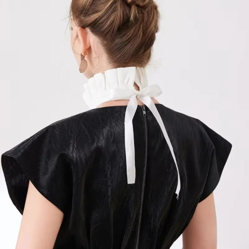 Cotton Jabot Tie Lace Ruffle False Collar Neck Tie Women Men Ruff Faux Collar Victorian Costume Accessory Detachable Cravat