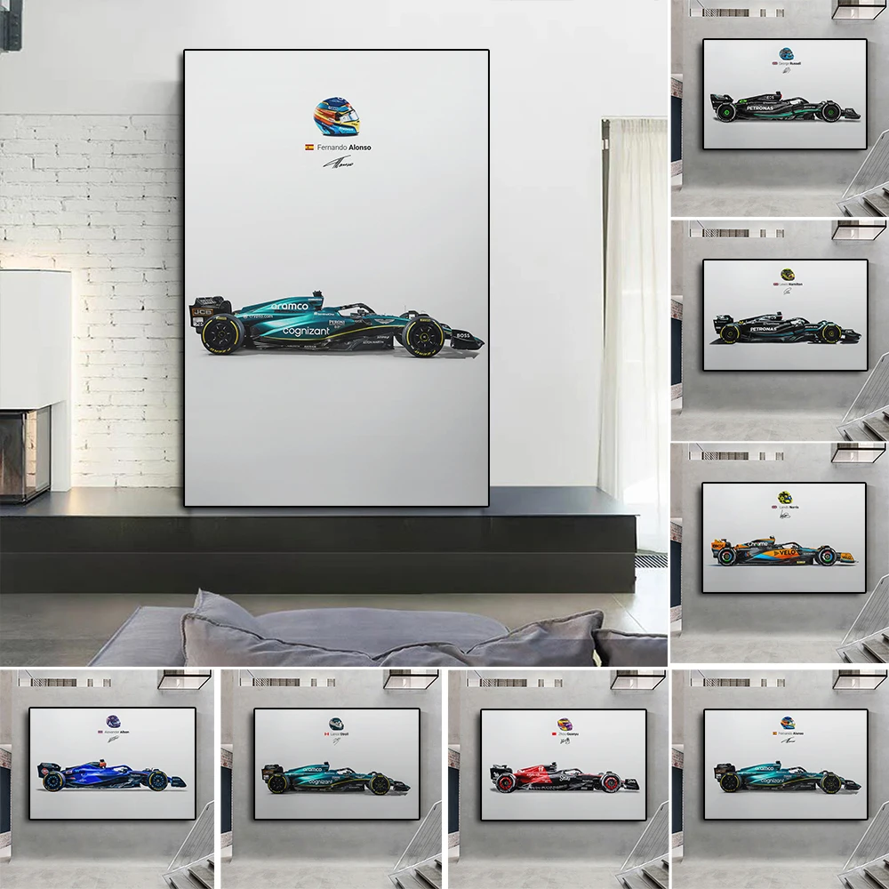 

Formula Grand Prix Racing Poster Hamilton Sports Car Canvas Painting Championship Alonso Wall Art Gaming Room Home Decoration