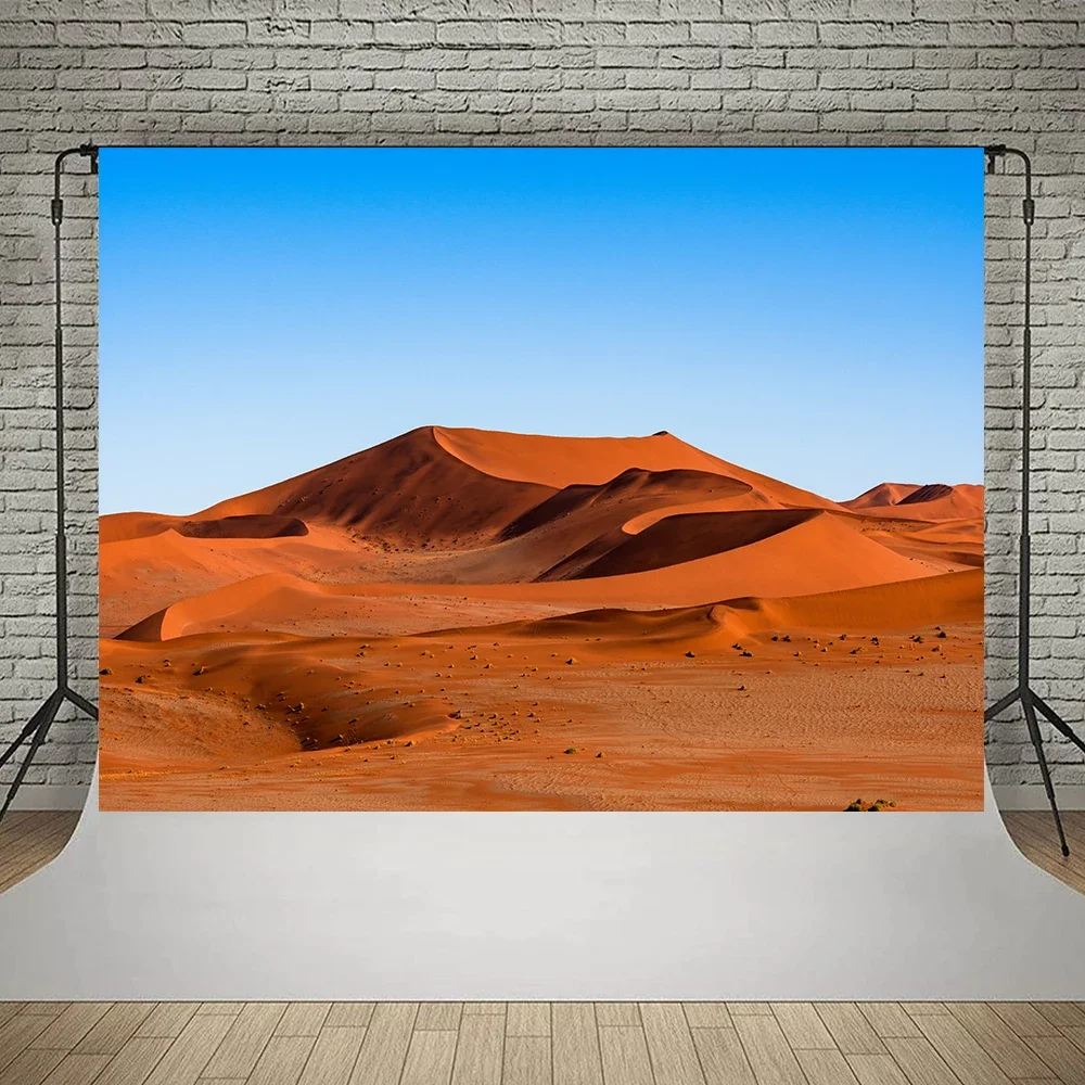 Bonvvie Photography Background Natural Desert Sand Dunes Blue Sky Beautiful Landscape Backdrop Photocall for Photo Studio