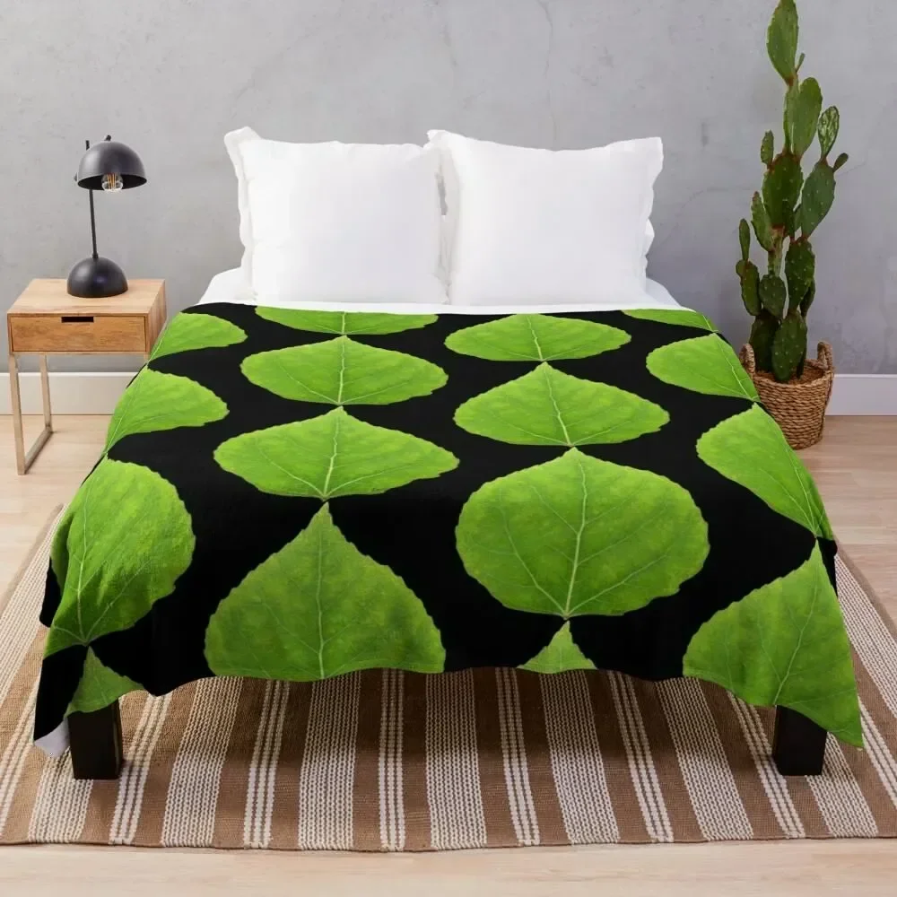 

Green Aspen Leaf #11 Throw Blanket Cozy Home Blanket Gift for Christmas Holiday