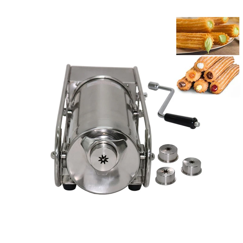 3L Edelstahl Manuelle Churros Maker Spanisch Churrera Maschine Churro Extrudieren Maschine Gebraten Teig Sticks Maschine