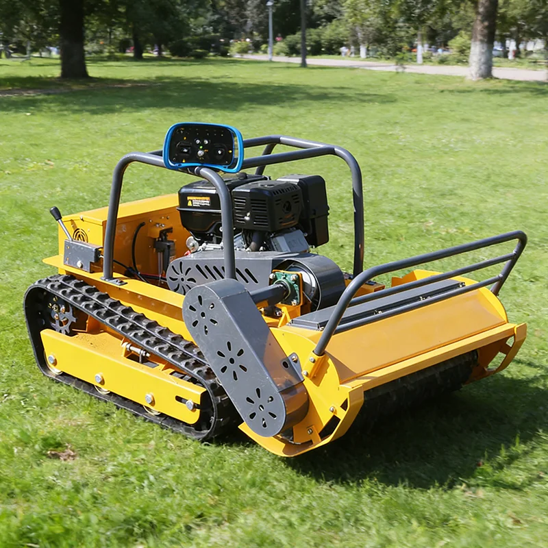 

Customized all-terrain tracked remote-controlled lawn mowing robot for farm and garden, with zero rotation