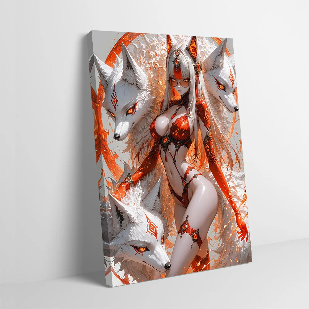 Fox Spirit Guardian Poster Customizable Printed Canvas Painting Wall Art Gift for Room Decorating Interior Decoration Home Decor
