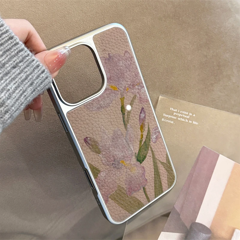 حافظة هاتف نبيلة وأنيقة من جلد الزنبق الأرجواني لهاتف iPhone11/12/13/14/15/16/17 Pro Max AIR PLUS