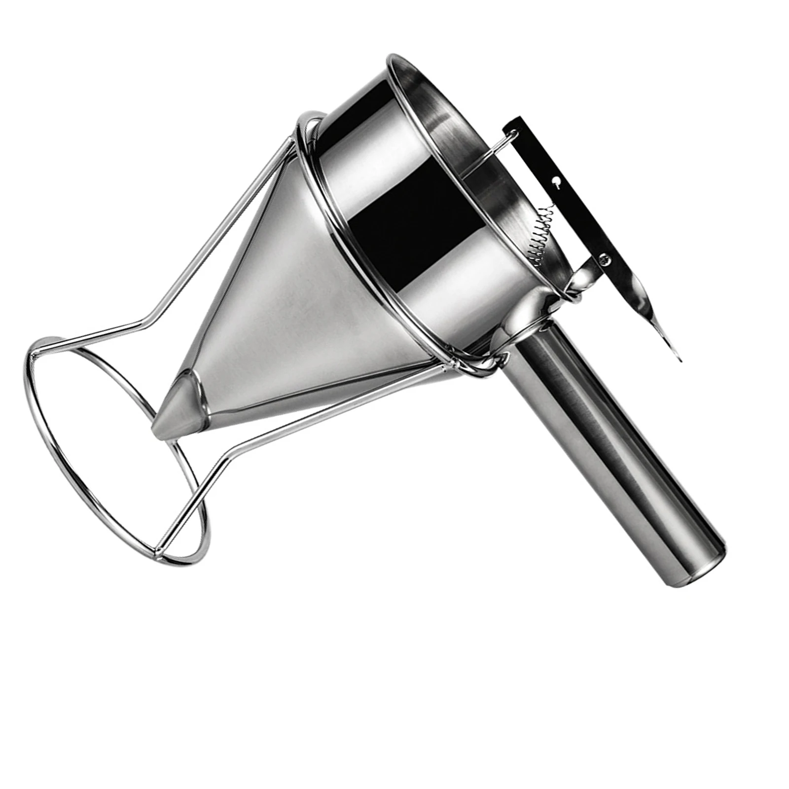 

Stainless Steel Octopus Balls Funnel Kitchen Paste Dispenser Baking Tool Silver Scientific Design Anti-Rust Detachable Handle