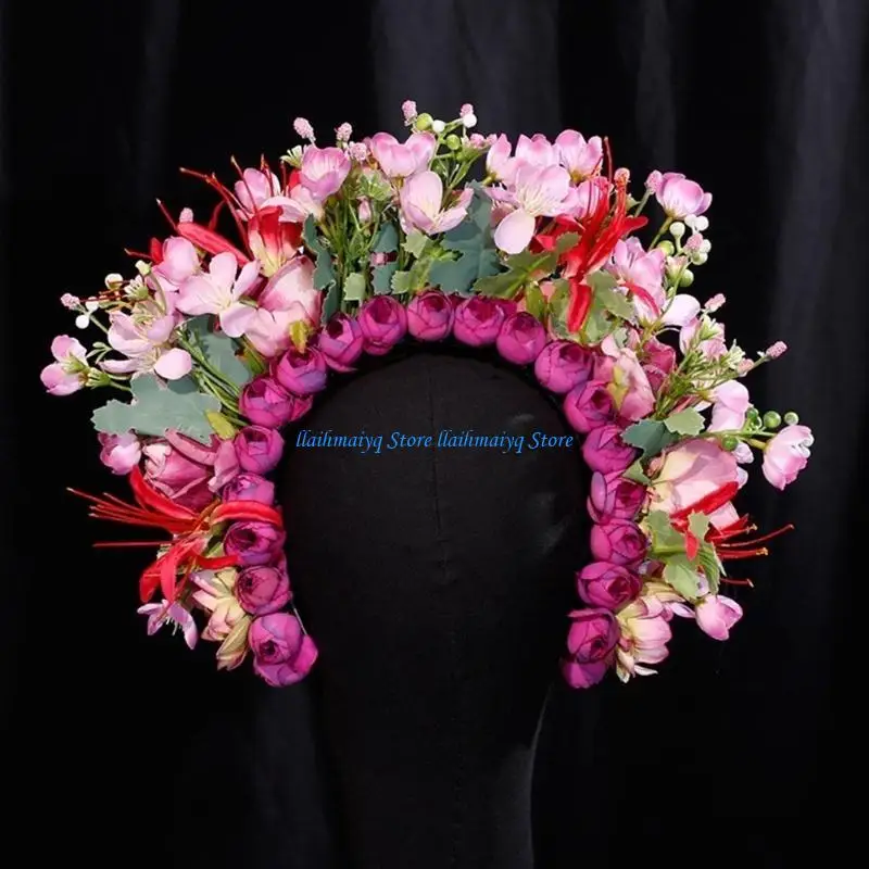 

573B Lovely Flower Embellished Hair Decoration Simple and Beautiful Flower Headband for Photoshoots and Traditional Outfits