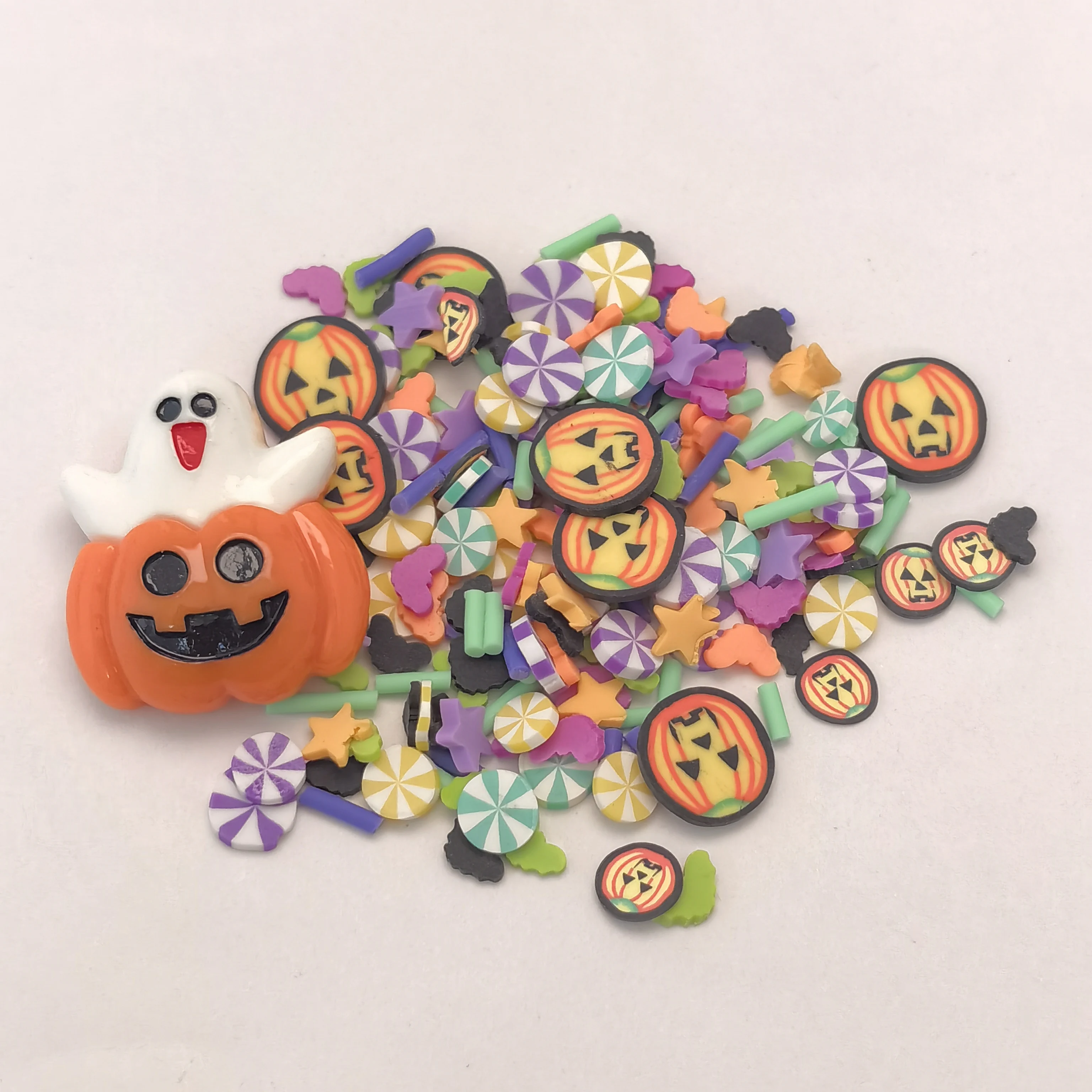 Mixed Halloween Slices Polymer Clay Ghost Pumpkin Sprinkles for Crafts Making DIY Crystal Mud Slime Filler Accessories