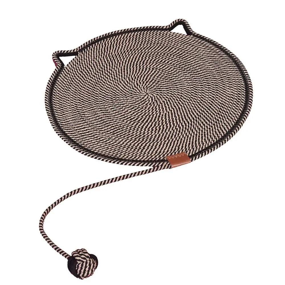 Round Cat Scratch Pad With Ball Toy Cat Scratch Board Woven Cat Rest Mat Sleeping Mat Cat Grinding Claw Pad