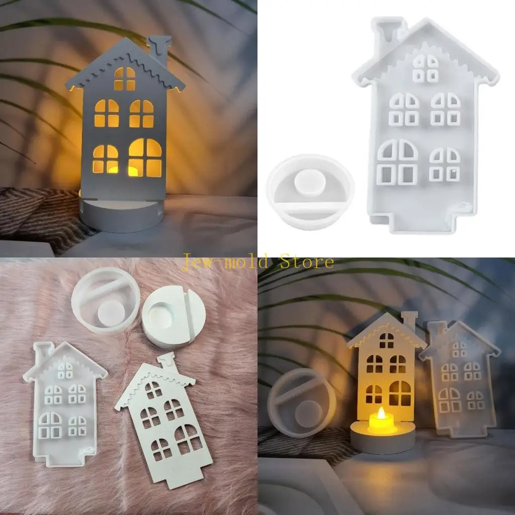 

C71B Stand Mold Snow House Silicone Mold Epoxy Candlestick Decorations Mould