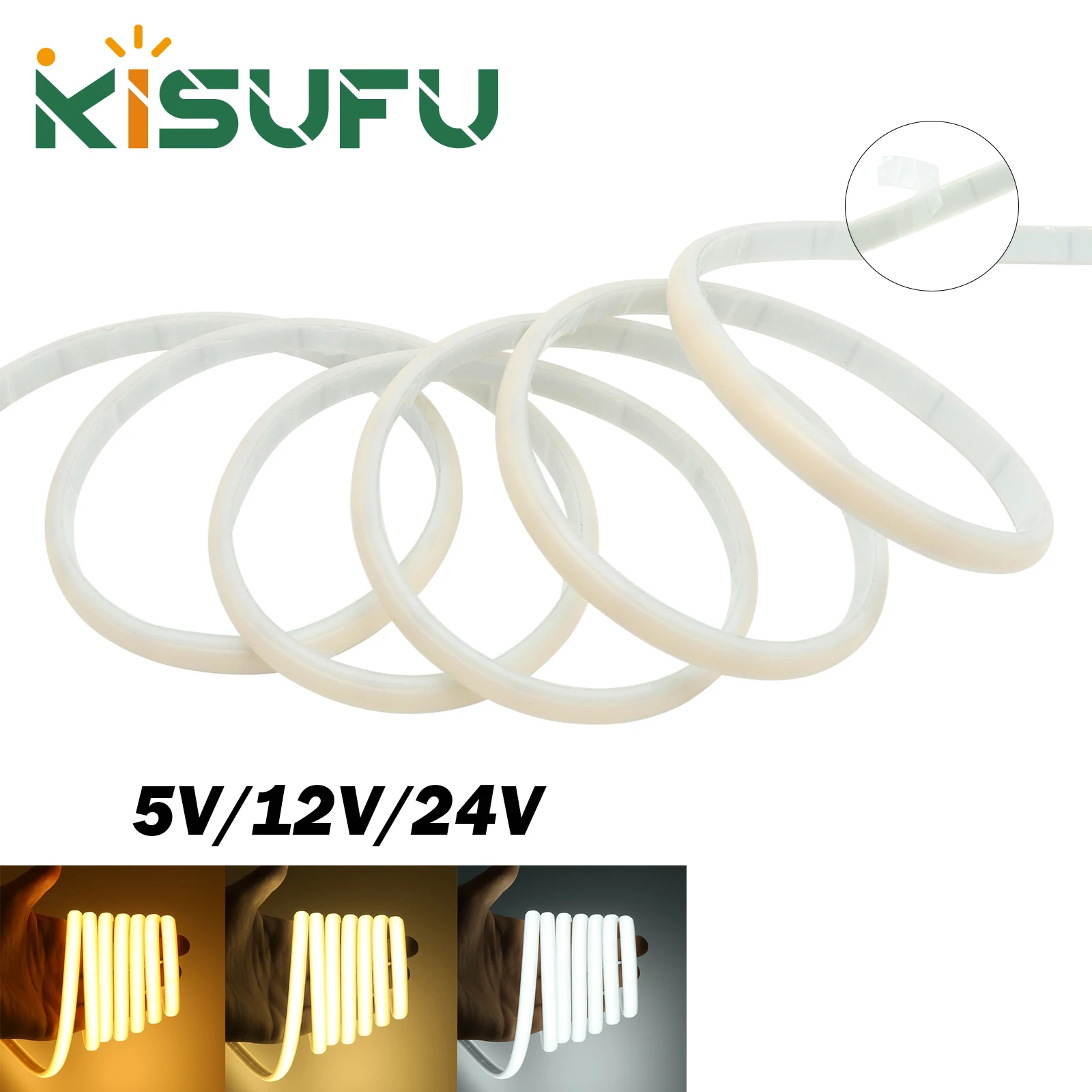 IP67 Waterproof COB LED Strip 5V 12V 24V 320LEDs/M White Natural Warm RA90 Flexible Adhesive Tape Home Garden Room Decor 5M-0.5M