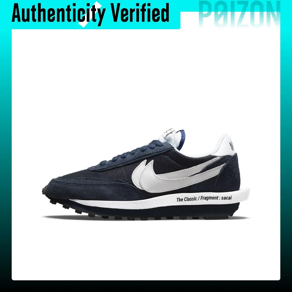 Fragment Design X Sacai X Nike LDWaffle Casual Shoes Unisex Low-top Navy Blue/White DH2684-400