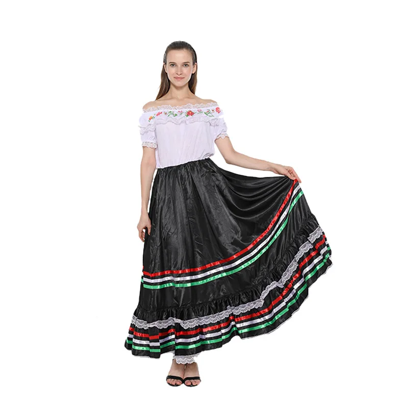 Traditionele Vrouwen Mexicaanse Senorita Kostuum Spaans Cosplay Westerse Halloween Kostuum Voor Volwassen