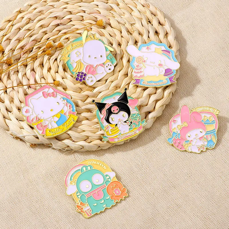 Cartoon Sanrio Brooches Cute Kuromi Hello Kitty Melody Cinnamoroll Metal Badge Student Accessory Brooch