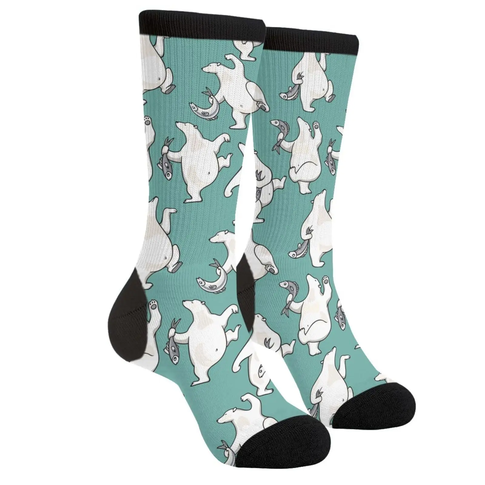 

Sweet Polar Bear Dancing Unisex Funny Novelty Socks, Funky Crazy Cool Crew Dress Socks