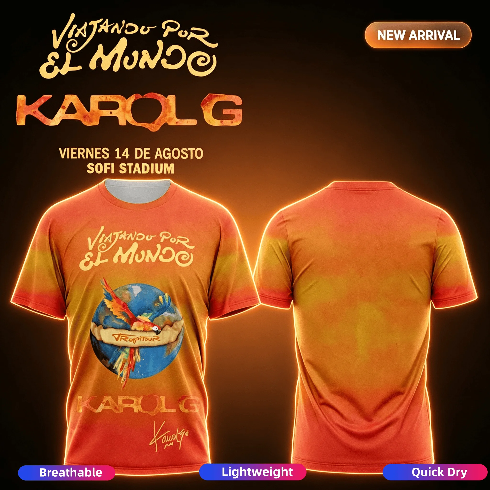 Karol G Viajando Por EI Mundo Tour 2026 World Tour Fan Gift Trendy Casual Street Style Short Sleeve T Shirt Family Matching Y2K
