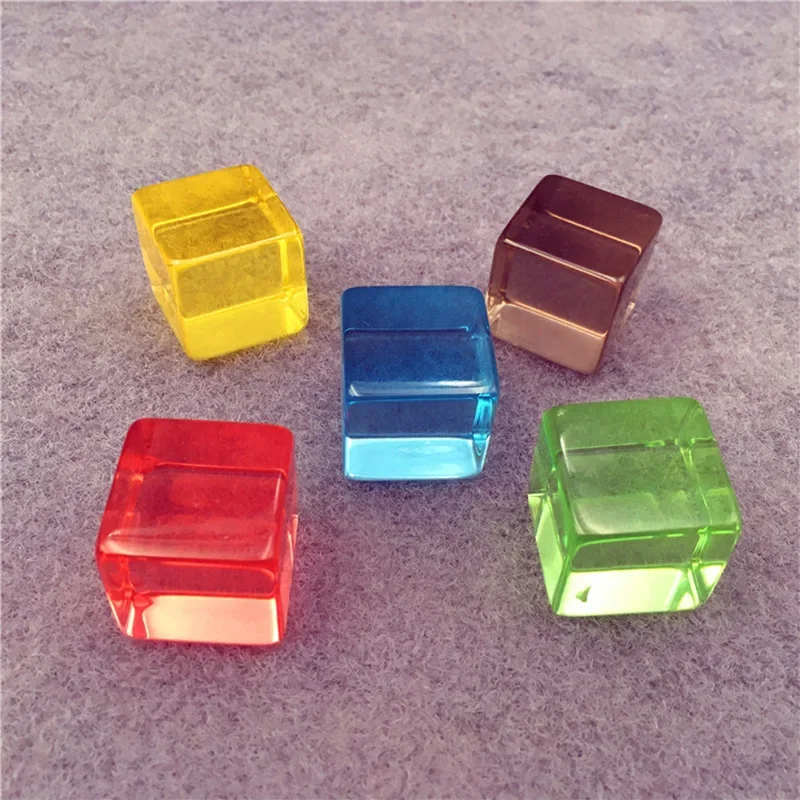 10Pcs/set  Transparent Square Corner 4 Kinds Colorful Crystal Dice Chess Piece  Puzzle Game Accessory 16mm