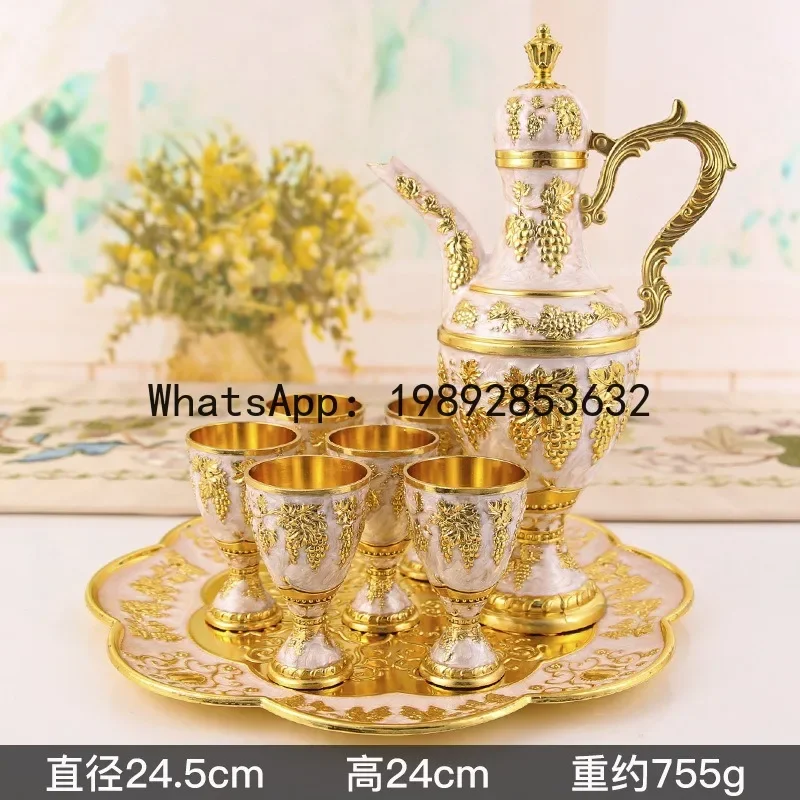 b1331 Set European Retro Palace Wine Set Home Wedding Holiday Supplies Metal Gift Hip Flask Set Ornaments Christmas Gift