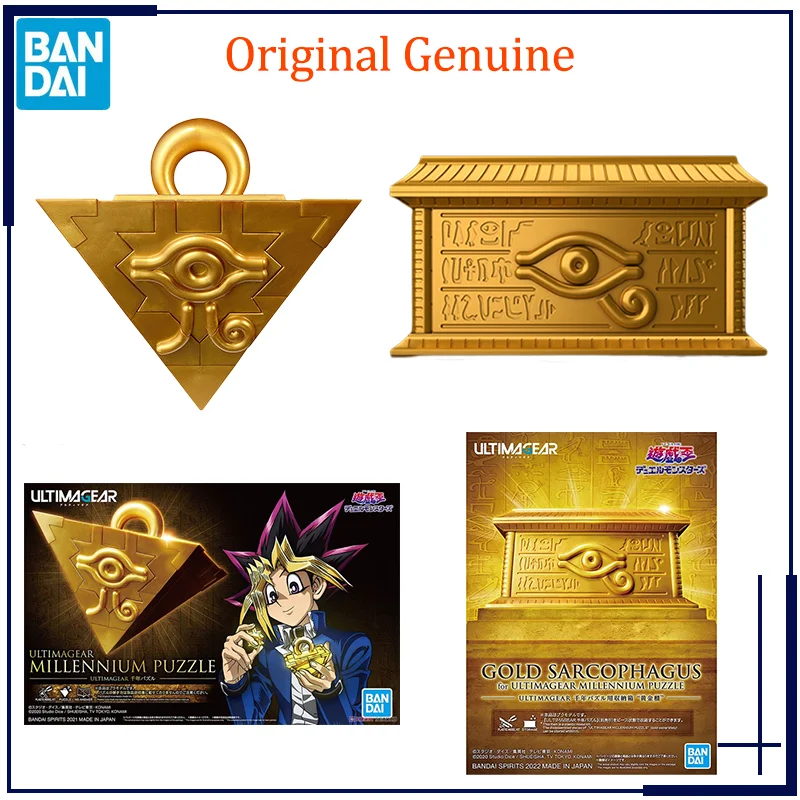 

Original Genuine Duel Monsters Yu-Gi-Oh! Ultimagear UA Millennium Puzzle Gold Sarcophagus Bandai Anime Model Toys Action Figure