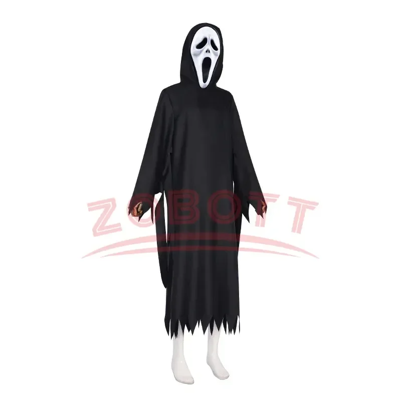 Scream Costume Children Fancy Dress Halloween Party Horror Death Ghostface Costume Boys Teens Ghost Robe Scary Skeleton Costume