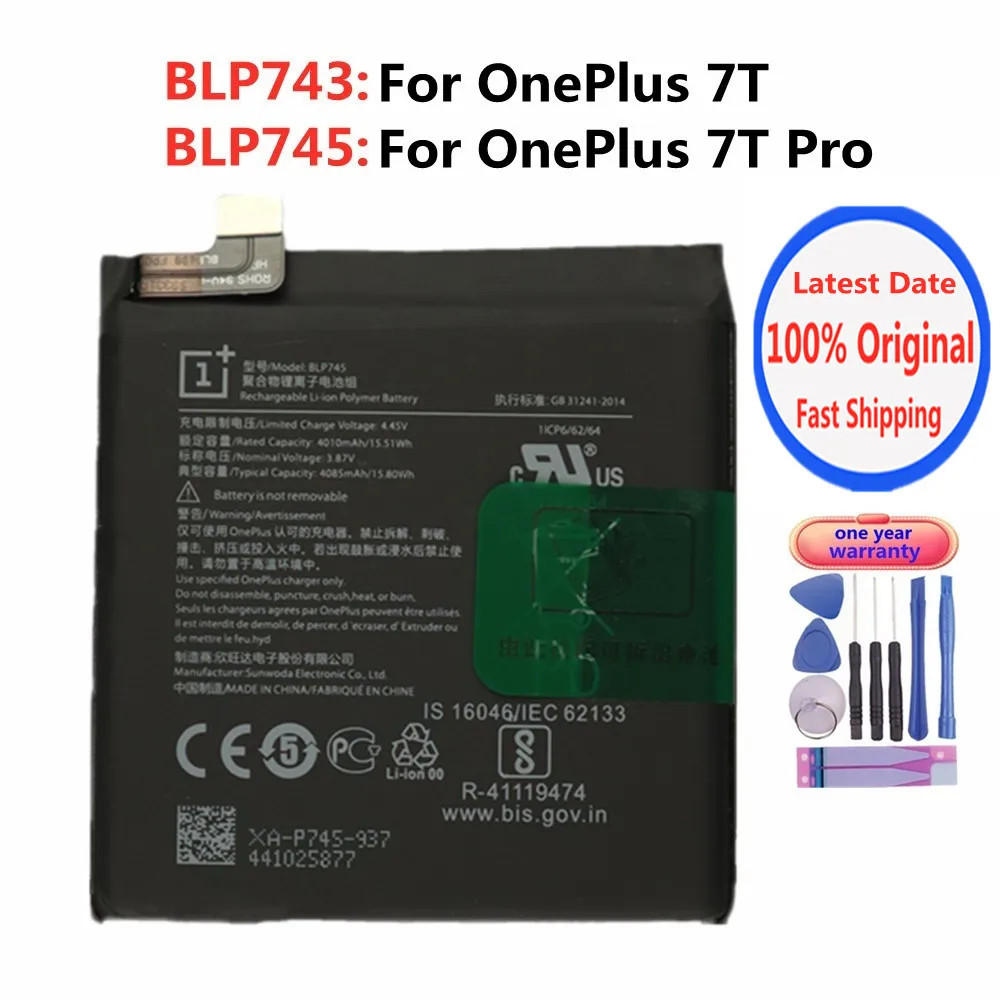 BLP743 BLP745 Original Phone Battery For Oneplus 7T / 7T Pro One Plus 7T / 7T Pro 7TPro Battery Bateria Fast Shipping