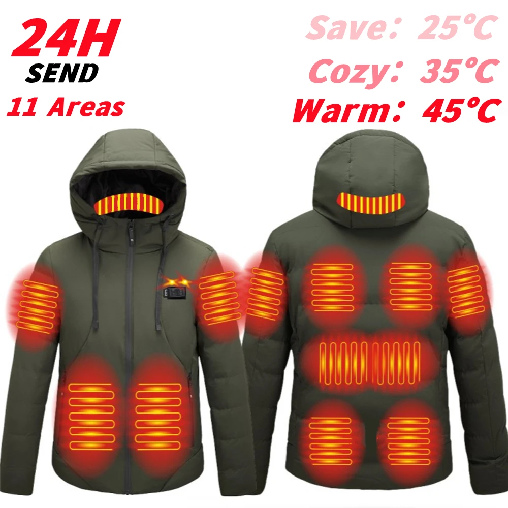 

11 Area Men's Heated Vest Men Women Smart Jacket Autumn Winter Cycling Warm USB Electric Heated Outdoor Sports Vests For Hunting