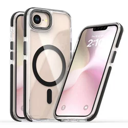 Fit iPhone 16e Phone Transparent Colorful Cases, Compatible With Magsafe Shockproof HD Clear Hard Cover for iPhone SE 4 2025