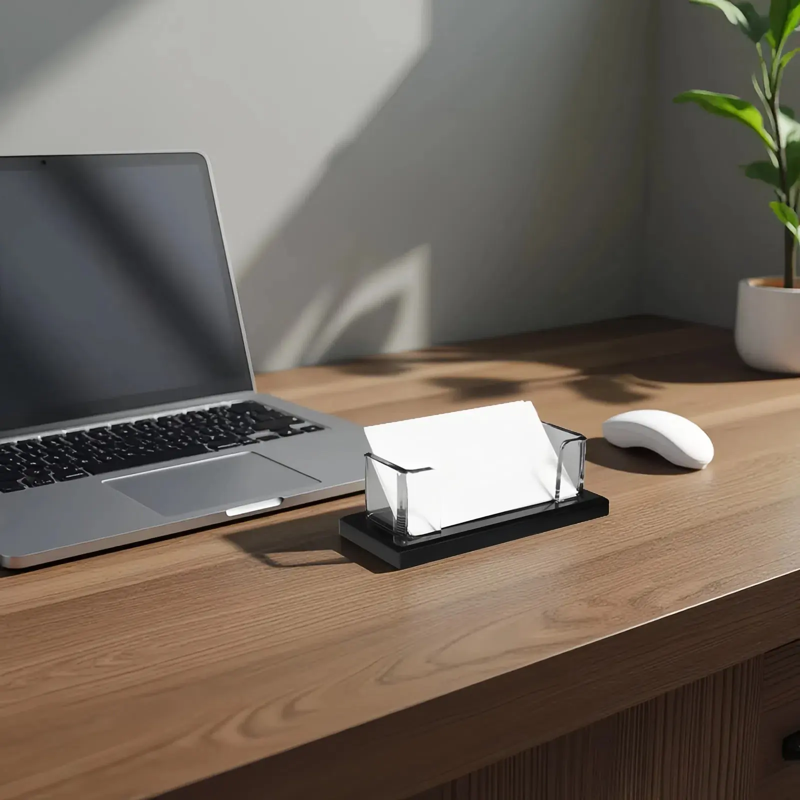 Transparent Acrylic Business Card Display Stand Sleek Modern Rectangle Card Holder for Desk Counter Or Reception Area