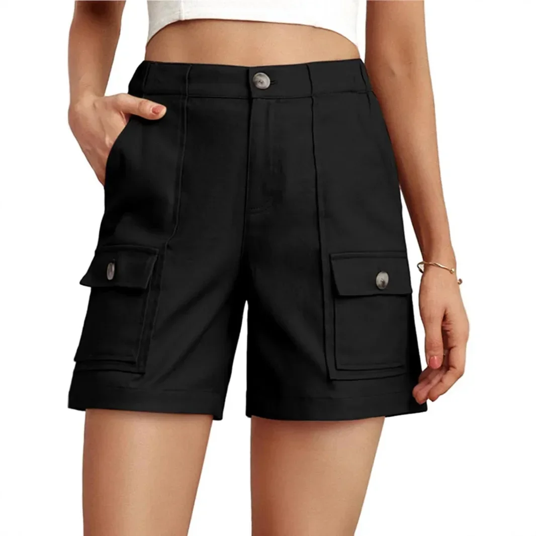Pop Fashionable Casual Women's Short Pants Summer New Style Multi-Pocket Trendy Workwear Shorts Mid Waist From Mainland China
