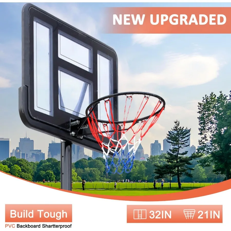 Outdoor Adjustable Portable Basketball Hoop Goal System for Backyard Driveway and Indoor Use with Durable Design and Easy Assem