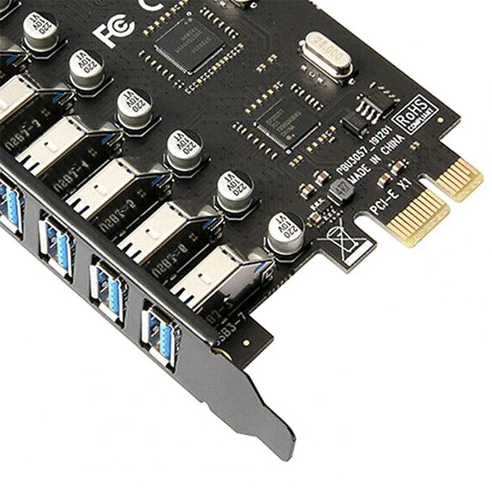 Kartu Ekspansi PCIe USB 3.0 7-Port 5Gbps PCIe USB 3.0 Adaptor Pengontrol Hub Pengontrol Eksternal untuk Windows 11/10/8/7/XP/Linux