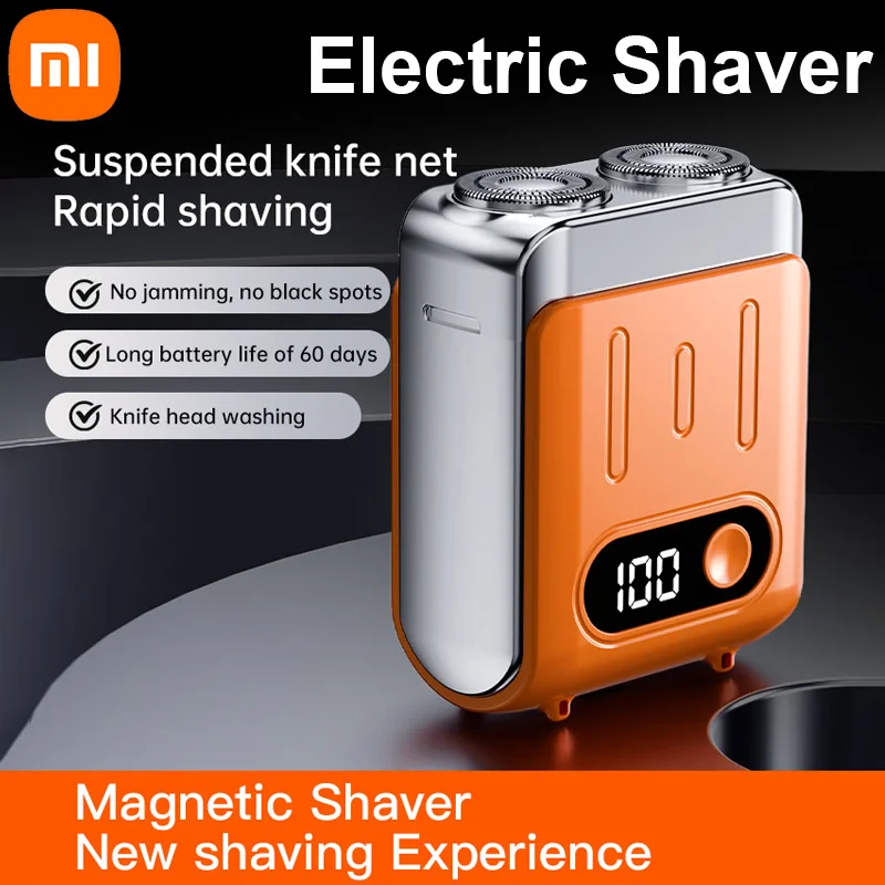 Xiaomi Electric Razor IPX7 Waterproof mini Dual-head Magnetic Ultra-clean Shaving Portable Digital Display Electric Beard Knife