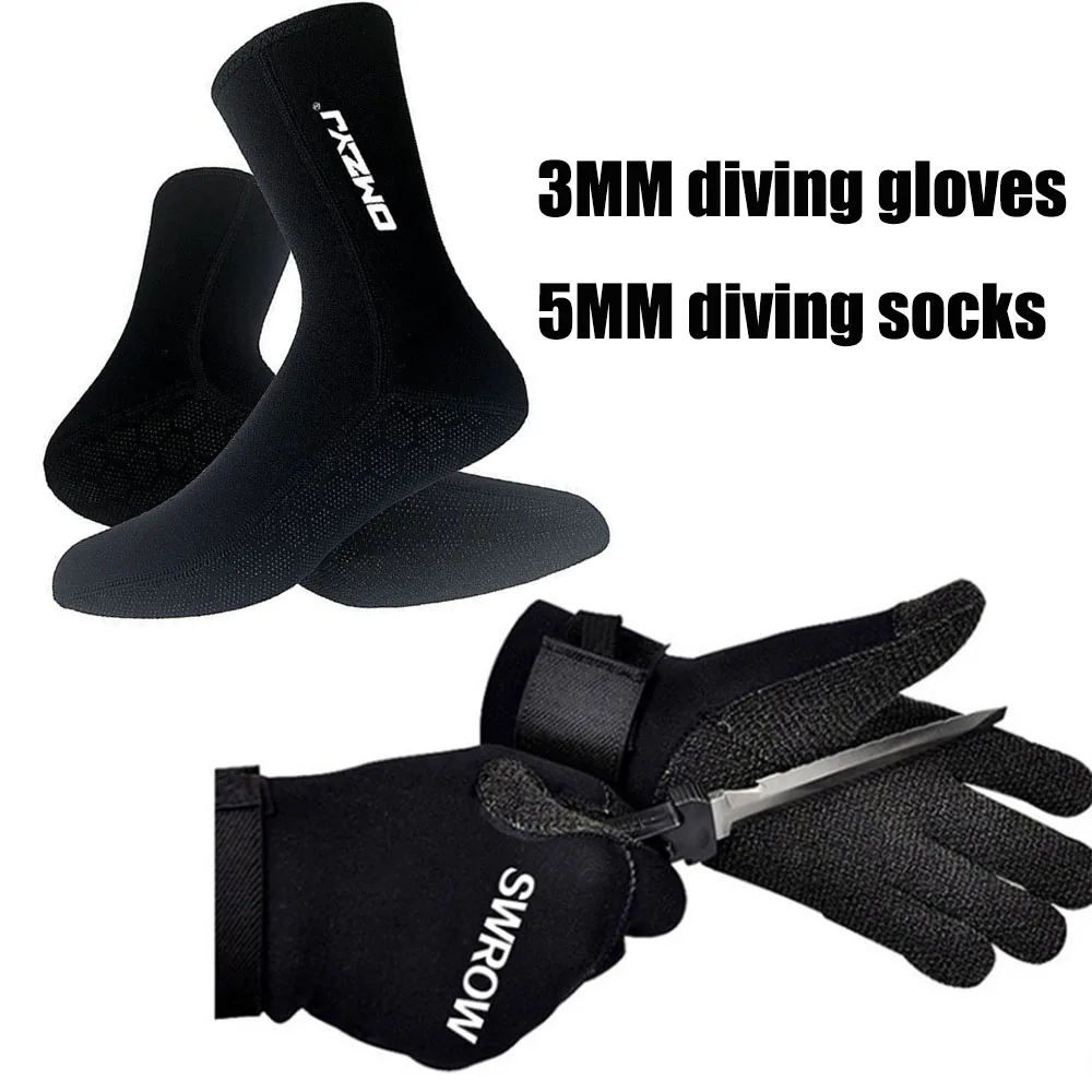 3/5MM neoprene diving gloves underwater hunting stab-proof swimming fishing gloves non-slip warm diving surfing beach socks 2022