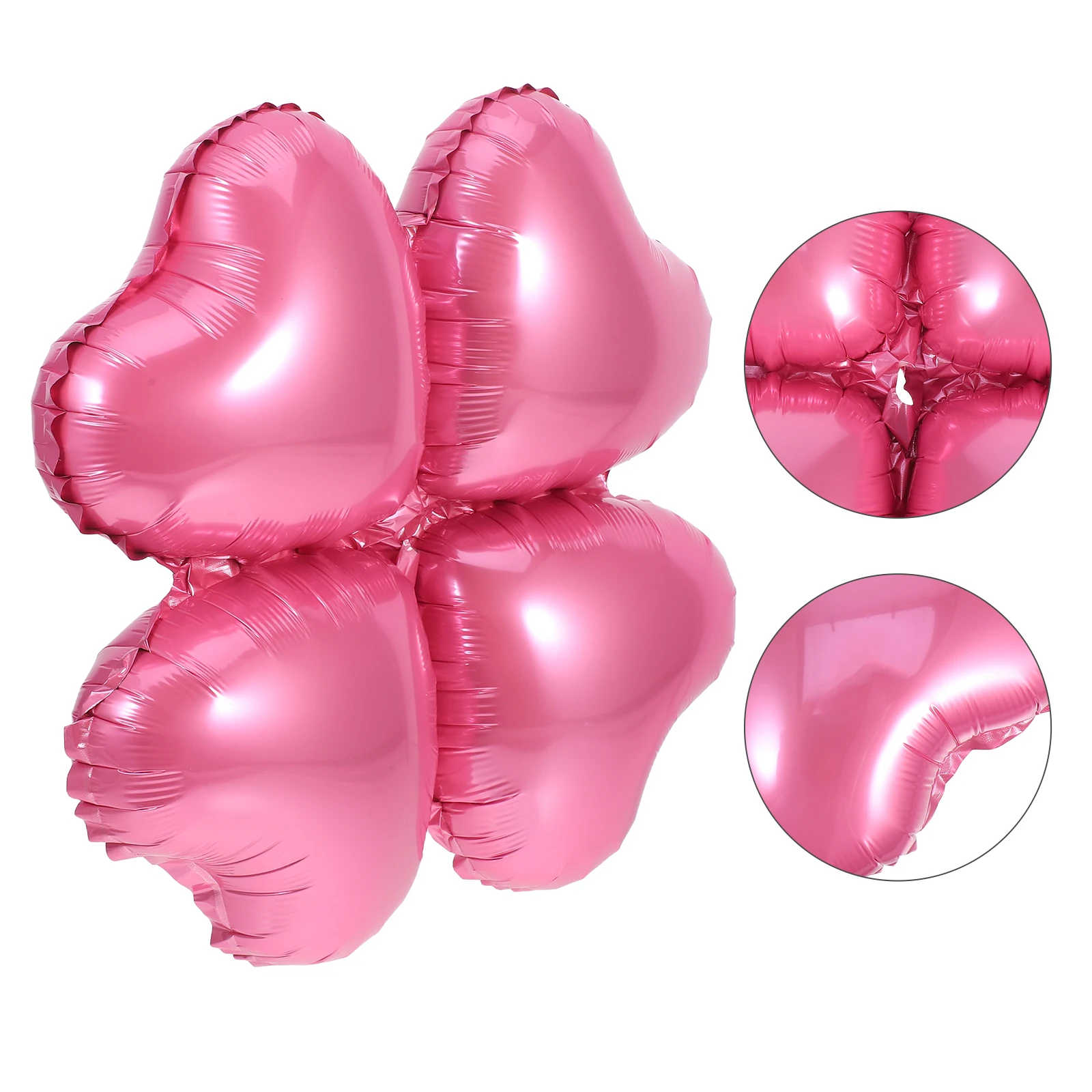 

50Pcs Foil Heart Balloons Pink Creative Four Leaf Clover Shape Party Decorations Valentines Day Birthday Wedding Anniversary