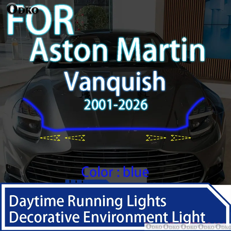 

Для Aston Martin Vanquish 2001-2026 Новые светодиодные дневные ходовые огни сканирования запуска капота автомобиля DRL направляющая декоративная лампа окружающего света 12 В