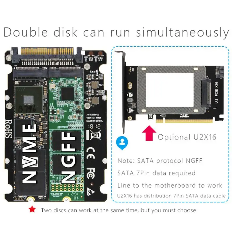 

for M.2 SSD to U.2 Adapter 2 in 1 for M.2 NVMe for Key B/for M NGFF SSD to PCI-E