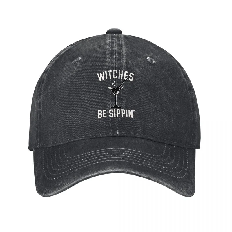 Czapka baseballowa unisex z nadrukiem WITCHES BE SIPPIN MARTINI, wykonana z bawełny, o wyglądzie vintage i wygodnym kroju