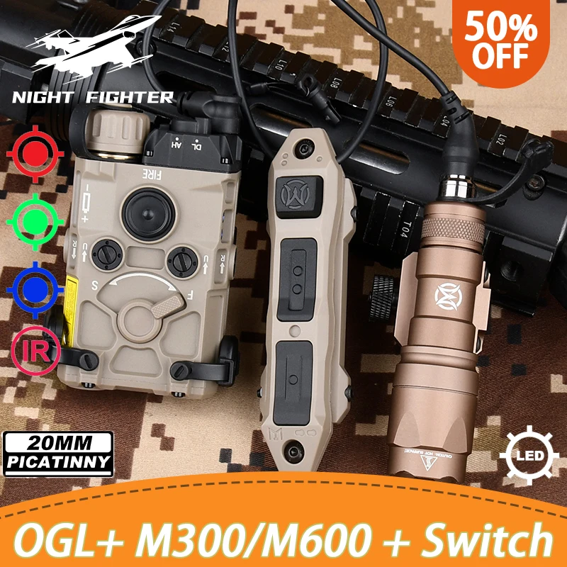 

Hunting OGL NGAL Red Green Blue Surefir M300 M600 Airsoft Scout Light AXON Dual Switch Fit Mlok Keymod 20mm Rail