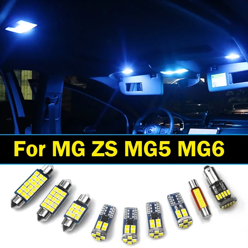For MG ZS MG 5 6 MG5 MG6 2017~2023 Car Front Rear Row Dome Vanity Mirror LED Reading Lamps Trunk License Plate Light Accessories