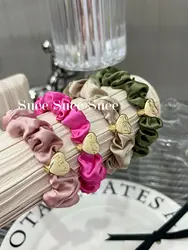 100%Silk Scrunchies for Hair Colorful Elastic Hairties Heart Pink Hair Accessories Hair Rope