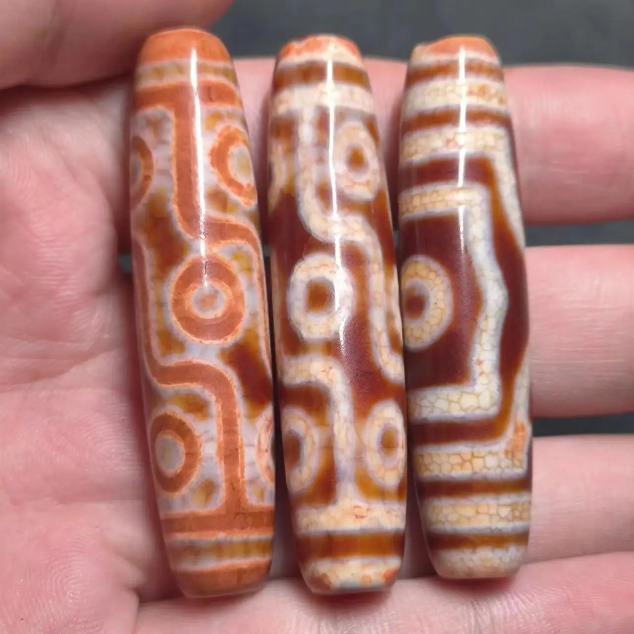 1pcs/lot Natural Ancient Agate Dzi Thousand-year-old beads Three eyes nine eyes calcification dark red gorgeous rare collect diy